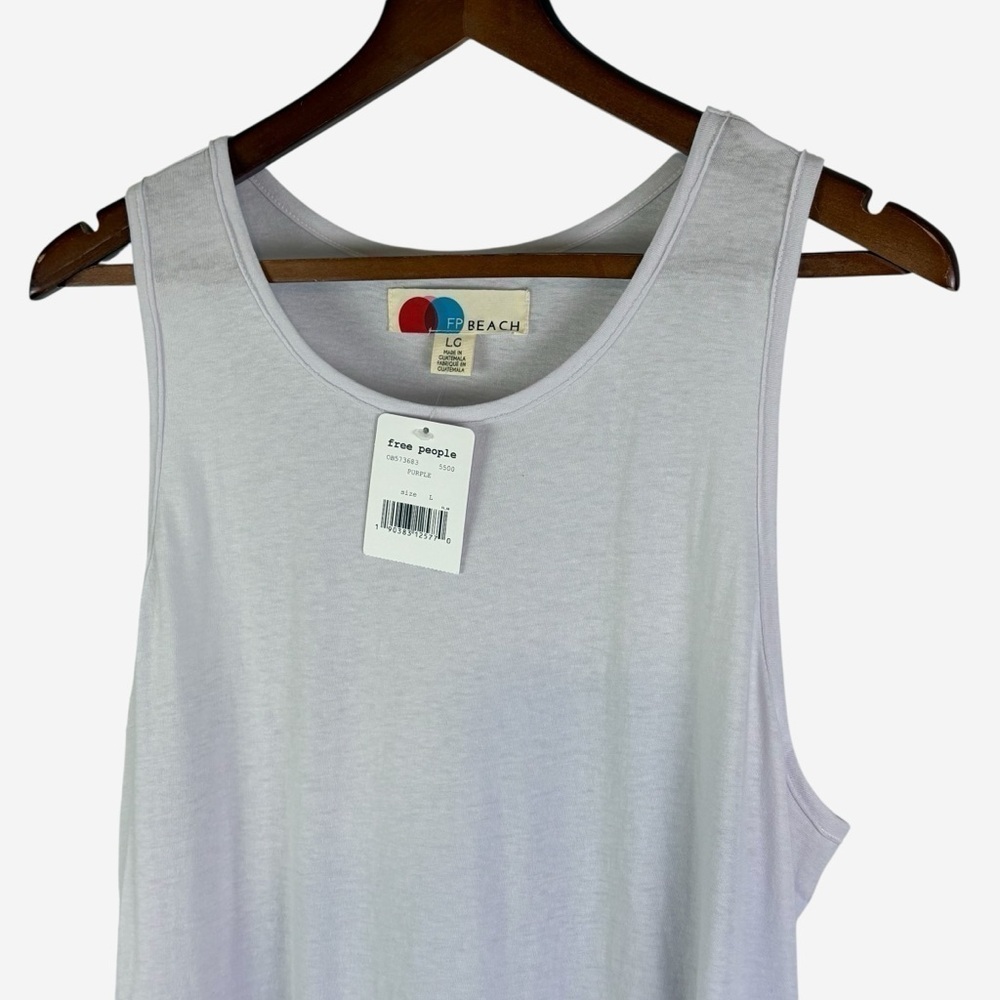 NWT Free People Beach Sleeveless Cotton Peplum Dress Size L Dropped Waist Casual - Picture 3 of 9